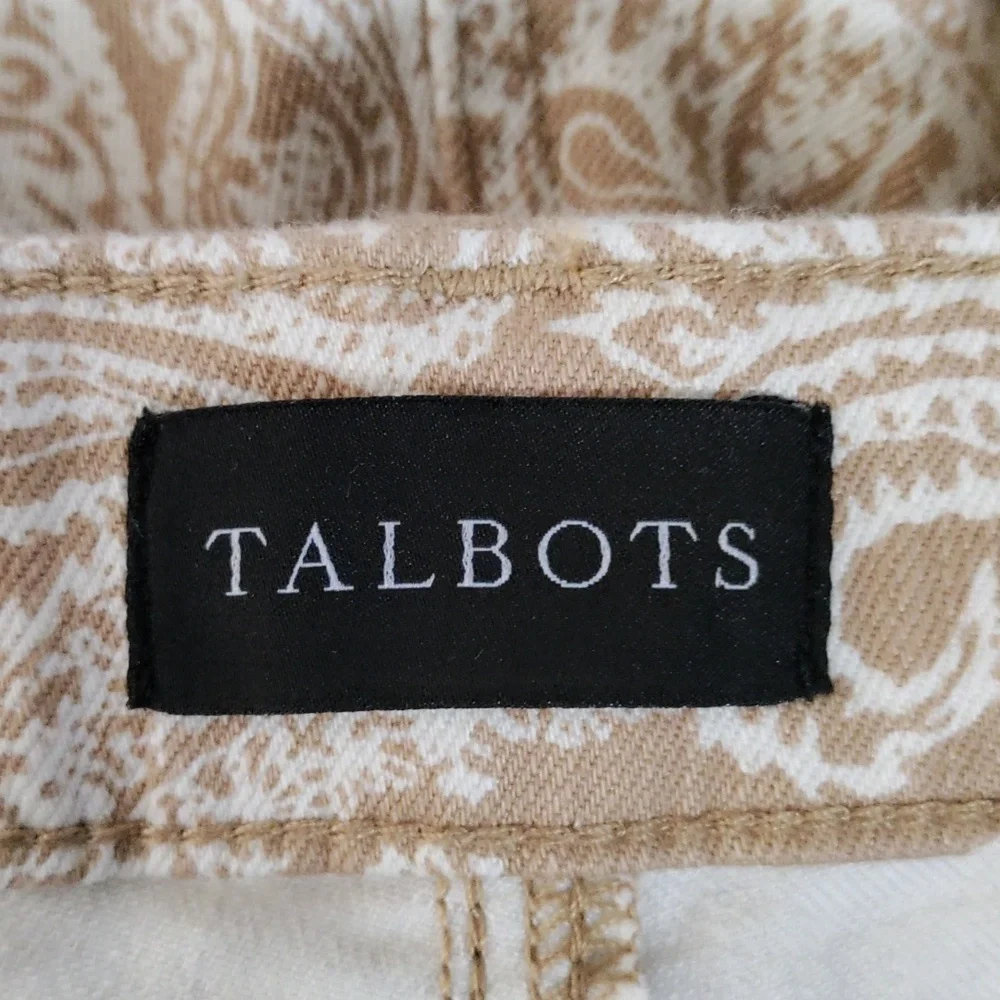*164 Talbots tan & cream paisley Slim Ankle jeans 14P CLEARANCE